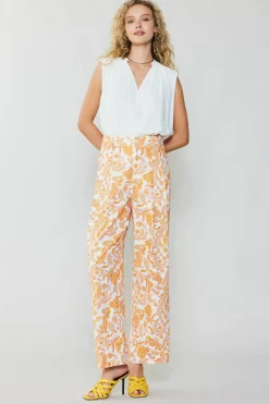 Pants-Current Air Paisley Printed Wide Pants ORANGEMULTI