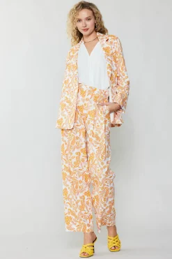 Pants-Current Air Paisley Printed Wide Pants ORANGEMULTI