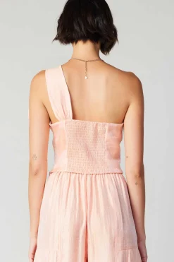Sleeveless Tops-Current Air Pastel Bowtie Top APRICOT