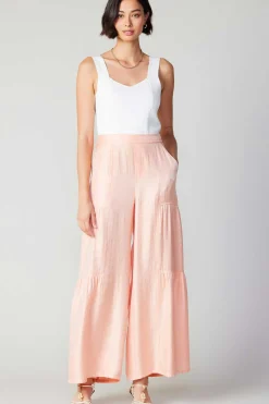 Pants-Current Air Pastel Wide Leg Pants APRICOT