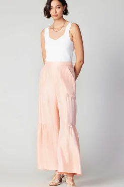 Pants-Current Air Pastel Wide Leg Pants APRICOT