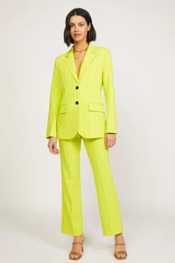 Pants-Current Air Pinstriped Bootcut Pant NEONYELLOW