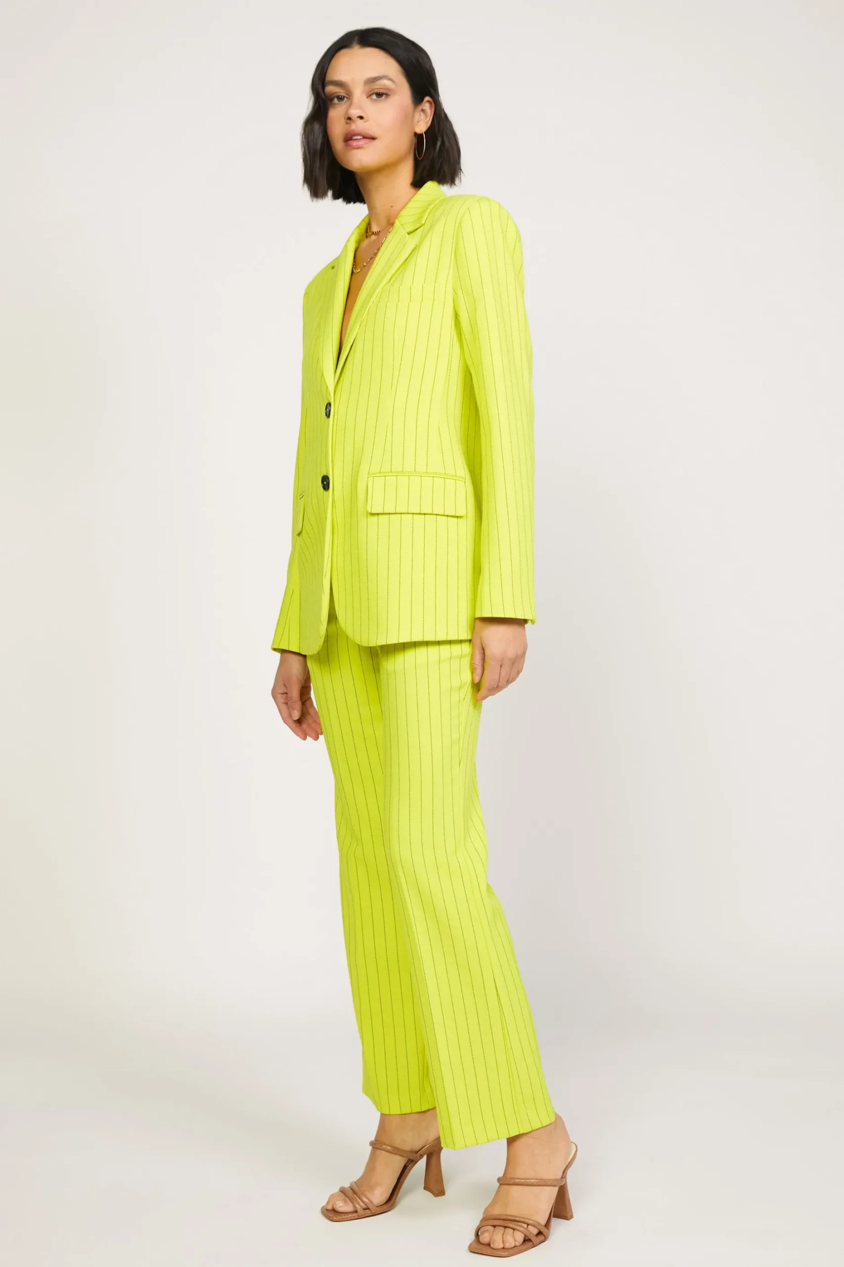 Pants-Current Air Pinstriped Bootcut Pant NEONYELLOW