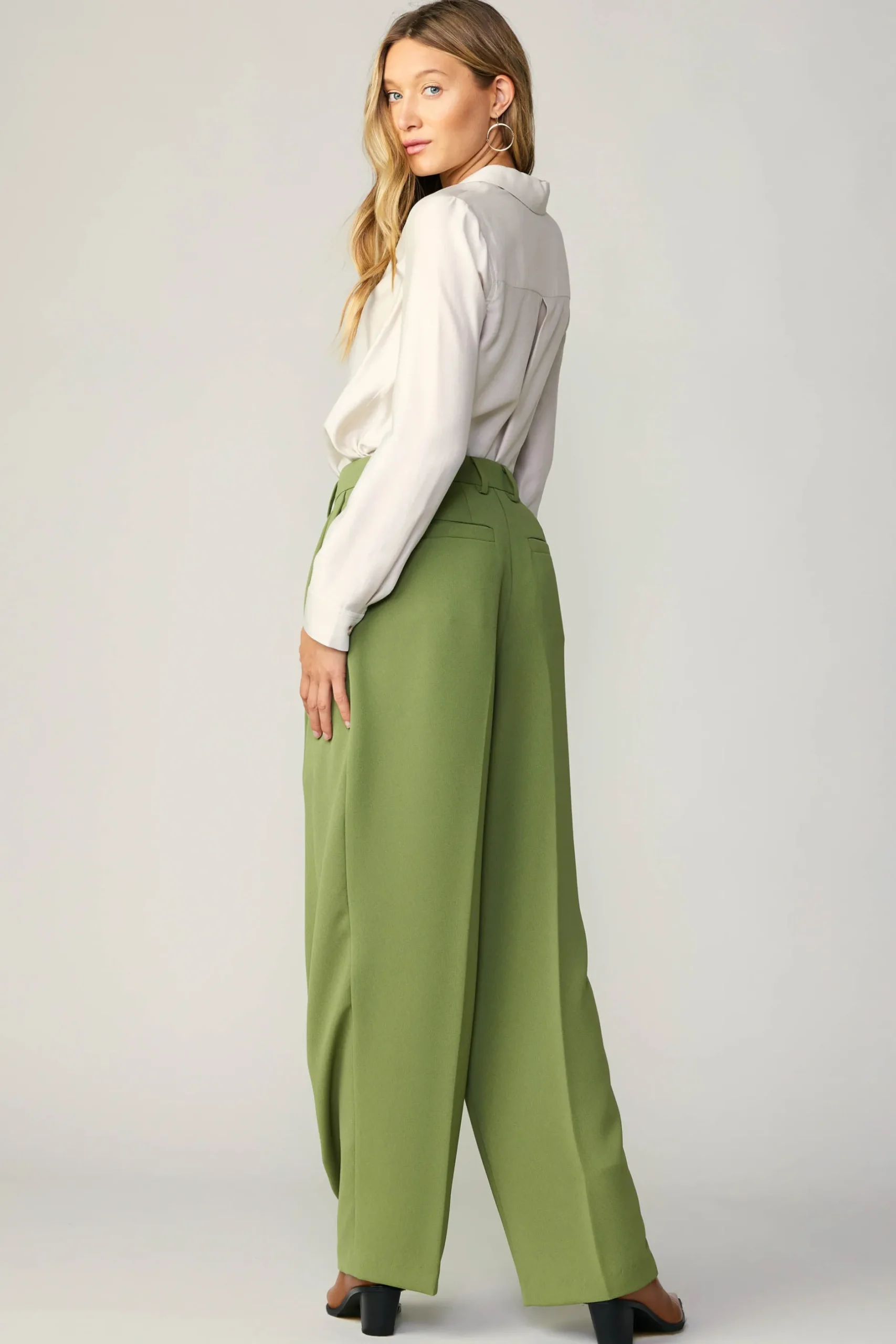 Pants-Current Air Pintucked Trousers OLIVE
