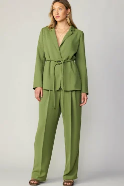 Pants-Current Air Pintucked Trousers OLIVE