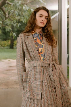 Coats & Jackets-Current Air Plaid Layered Jacket CAMELMLT