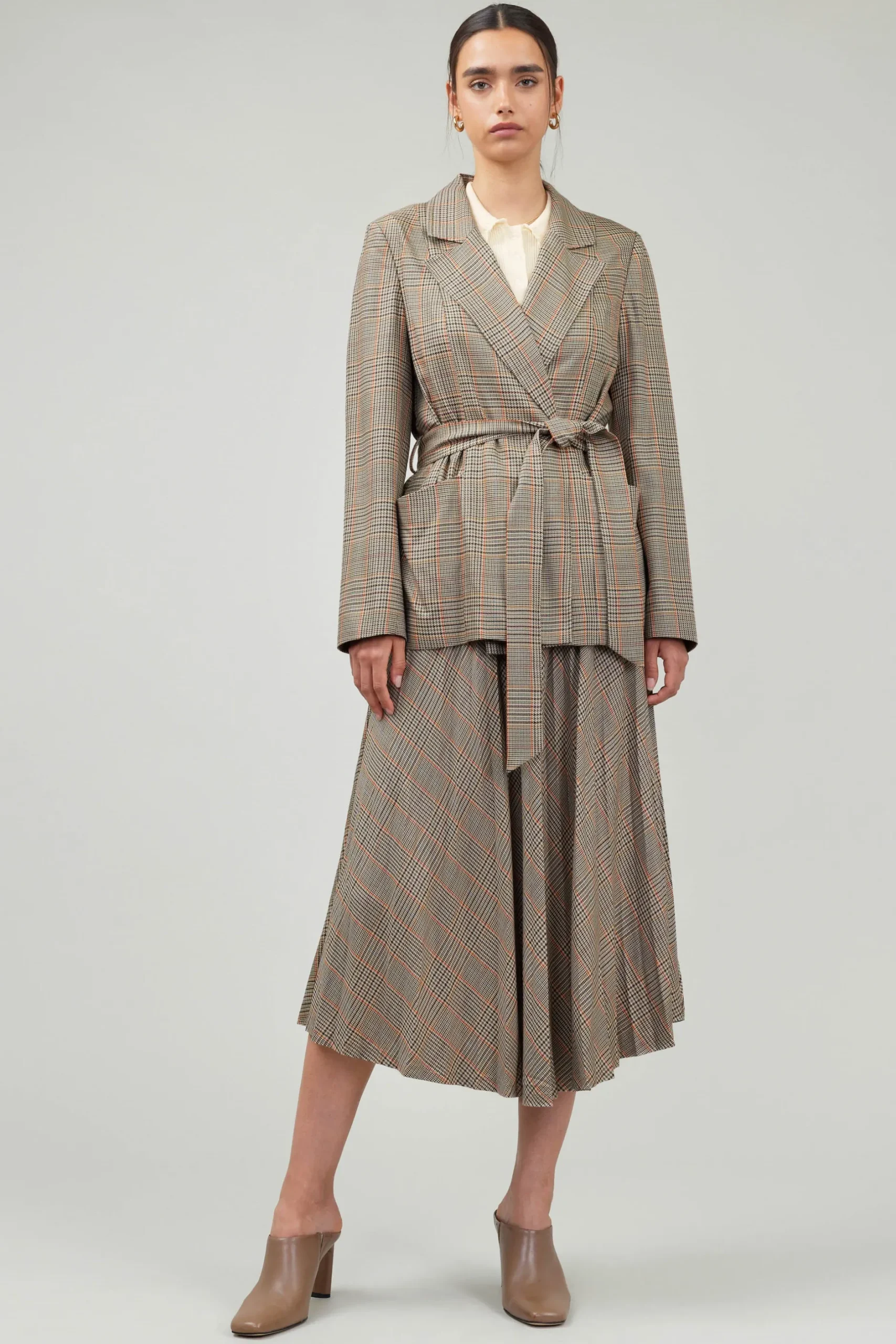 Coats & Jackets-Current Air Plaid Layered Jacket CAMELMLT