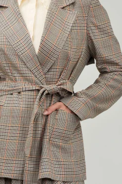 Coats & Jackets-Current Air Plaid Layered Jacket CAMELMLT