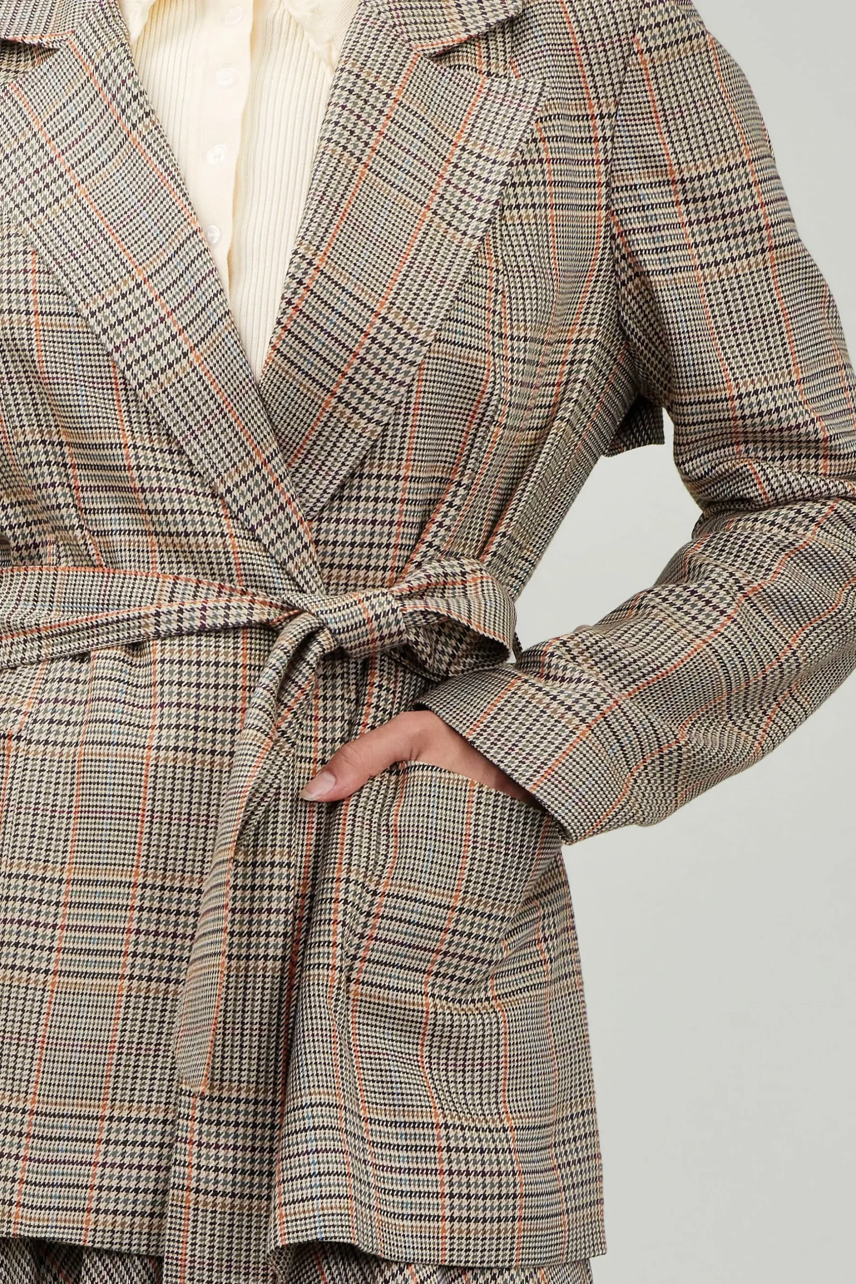 Coats & Jackets-Current Air Plaid Layered Jacket CAMELMLT