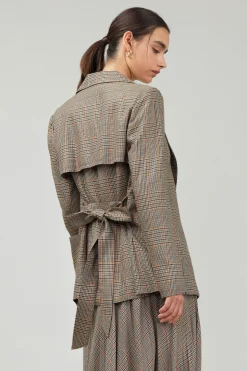 Coats & Jackets-Current Air Plaid Layered Jacket CAMELMLT