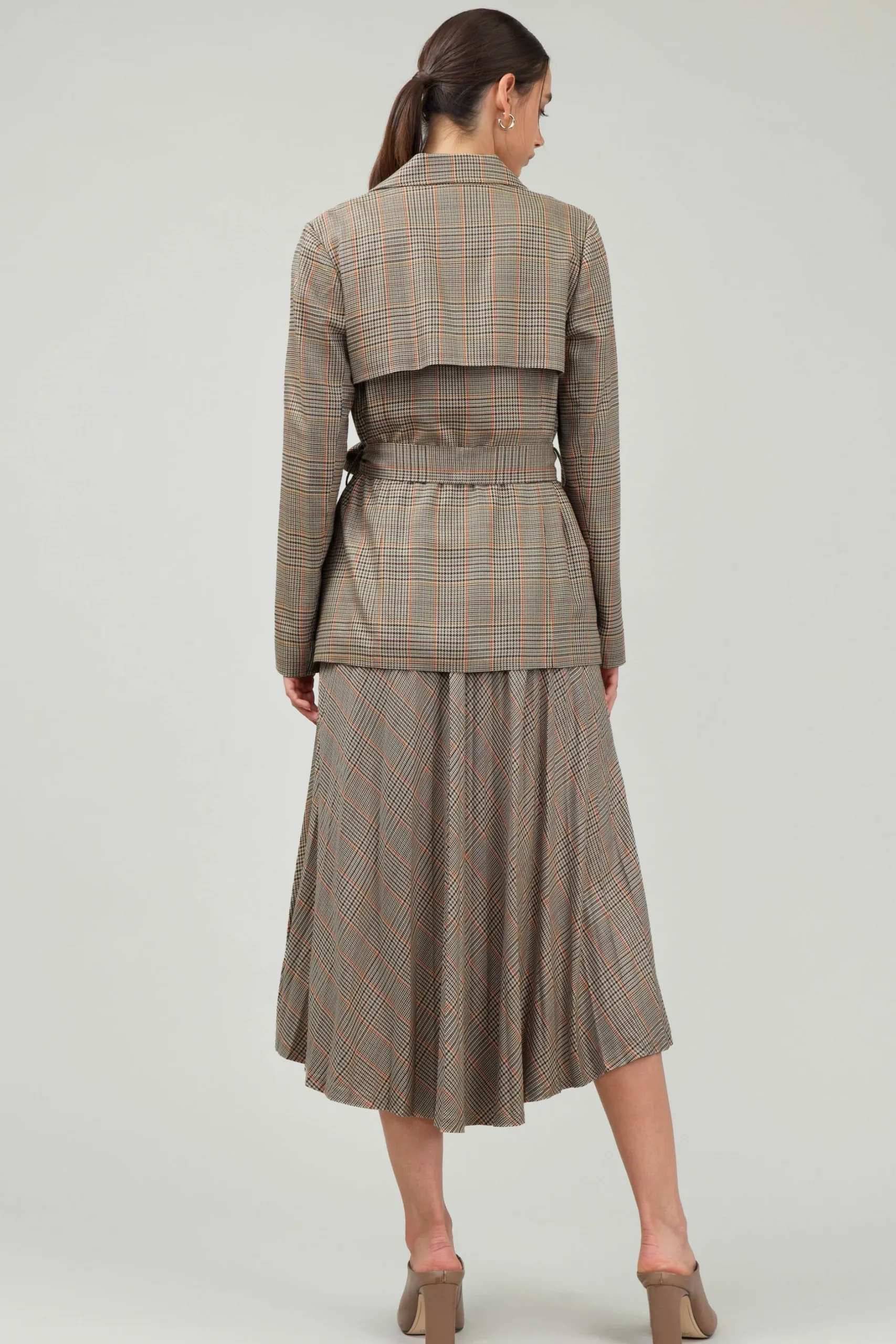 Coats & Jackets-Current Air Plaid Layered Jacket CAMELMLT