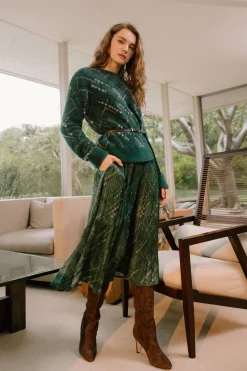 Knitwear|Sweaters-Current Air Plaid Pattern Sweater GREEN