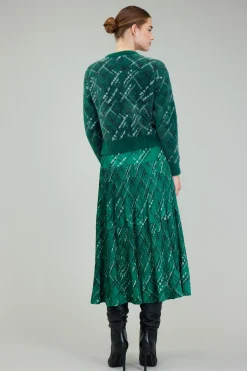 Knitwear|Sweaters-Current Air Plaid Pattern Sweater GREEN