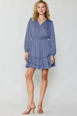 Mini Dresses-Current Air Pleat Detail Tiered Mini Dress FLORENTINEBLUE