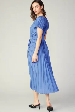 Midi Dresses-Current Air Pleated Midi Dress ROYALBLUE