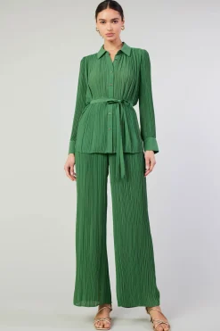 Pants-Current Air Pleated Pullover Pants LEAFGREEN