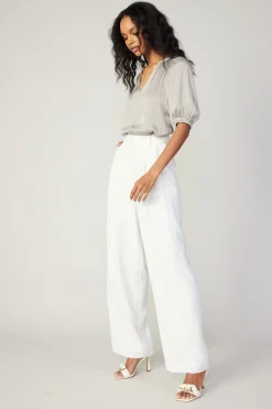 Pants-Current Air Pleated Wide Leg Pants WHITE