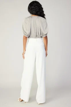 Pants-Current Air Pleated Wide Leg Pants WHITE