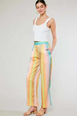 Pants-Current Air Prismatic Gradient Wide Leg Pants DESERTRAINBOW