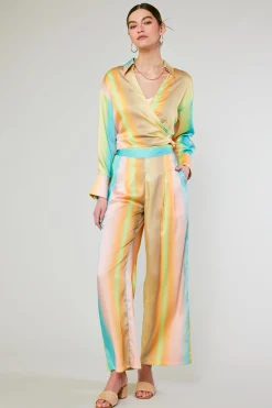 Pants-Current Air Prismatic Gradient Wide Leg Pants DESERTRAINBOW