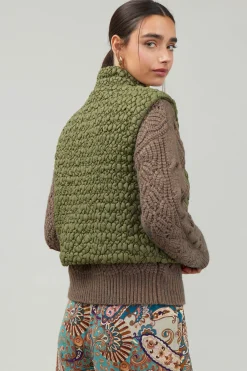 Coats & Jackets-Current Air Quilted Cropped Vest OLIVE