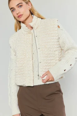 Coats & Jackets-Current Air Quilted Cropped Vest IVORY
