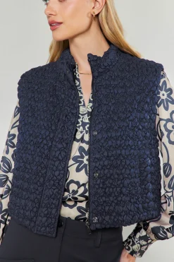 Coats & Jackets-Current Air Quilted Cropped Vest NAVY