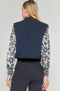Coats & Jackets-Current Air Quilted Cropped Vest NAVY