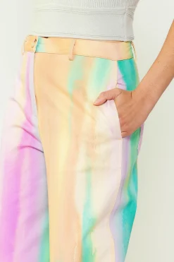 Pants-Current Air Rainbow Painterly Wide Leg Pants MULTI