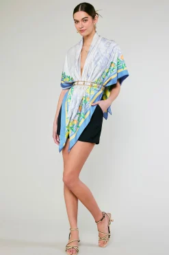 Accessories-Current Air Recycled Signature Print Large Scarf TUSCANBLUECITRUS