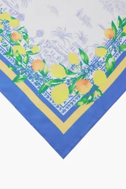 Accessories-Current Air Recycled Signature Print Large Scarf TUSCANBLUECITRUS