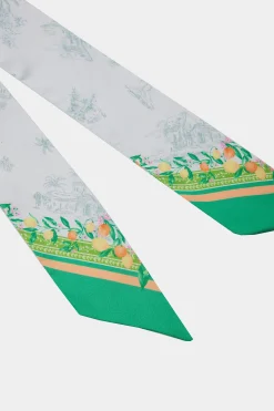 Accessories-Current Air Recycled Signature Print Twilly Scarf TUSCANGREENCITRUS