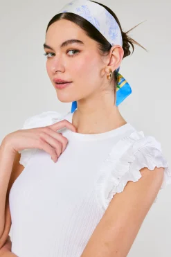 Accessories-Current Air Recycled Signature Print Twilly Scarf TUSCANBLUECITRUS