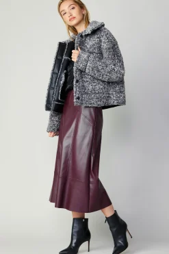 Coats & Jackets-Current Air Reversible Vegan Leather Shearling Jacket BLACK