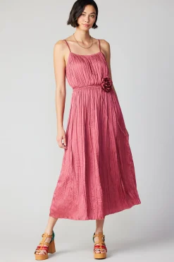 Midi Dresses-Current Air Rose Applique Cami Dress ROUGEBLUSH
