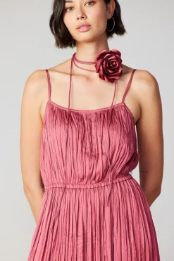 Midi Dresses-Current Air Rose Applique Cami Dress ROUGEBLUSH