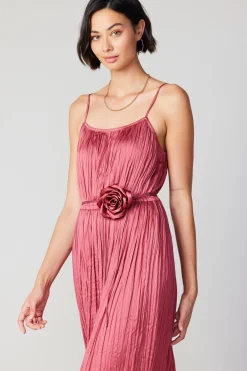 Midi Dresses-Current Air Rose Applique Cami Dress ROUGEBLUSH