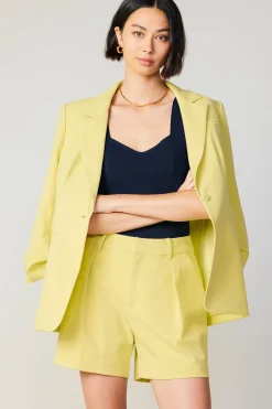 Coats & Jackets-Current Air Ruched Sleeve Blazer LEMON