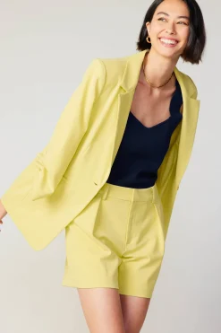 Coats & Jackets-Current Air Ruched Sleeve Blazer LEMON