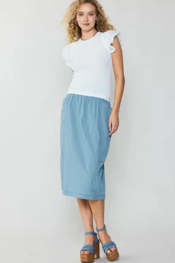 Knitwear|Sleeveless Tops-Current Air Ruffled Shoulder Knit Tank WHITE