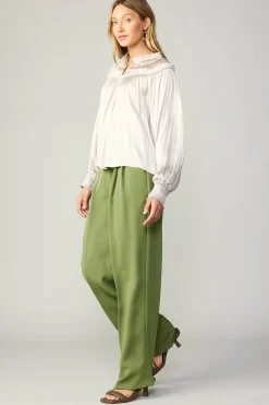 Long Sleeve Tops-Current Air Ruffled Yoke Blouse ECRU