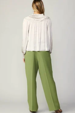 Long Sleeve Tops-Current Air Ruffled Yoke Blouse ECRU