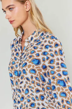 Long Sleeve Tops-Current Air Sapphire Cenote Print Shirt BLUEMLT
