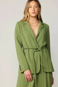 Coats & Jackets-Current Air Self Tie Blazer OLIVE