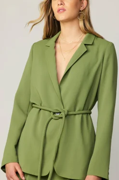 Coats & Jackets-Current Air Self Tie Blazer OLIVE