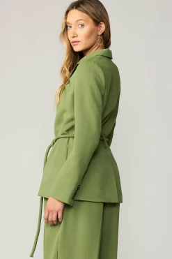 Coats & Jackets-Current Air Self Tie Blazer OLIVE