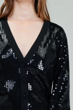 Cardigans-Current Air Sequin Jacket BLACK
