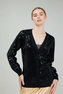 Cardigans-Current Air Sequin Jacket BLACK