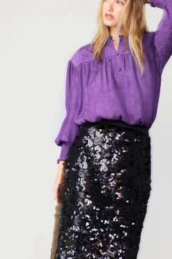 Skirts-Current Air Sequin Pencil Skirt BLACK