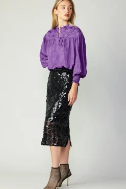 Skirts-Current Air Sequin Pencil Skirt BLACK